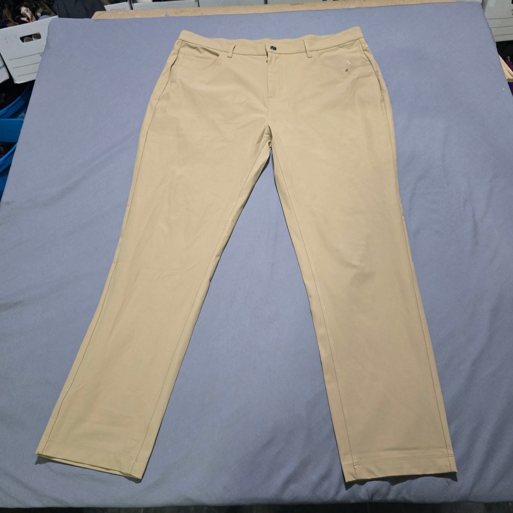 Fabletics Pants Mens 38x32 Tan Khaki Five Pocket Performance Straight Leg